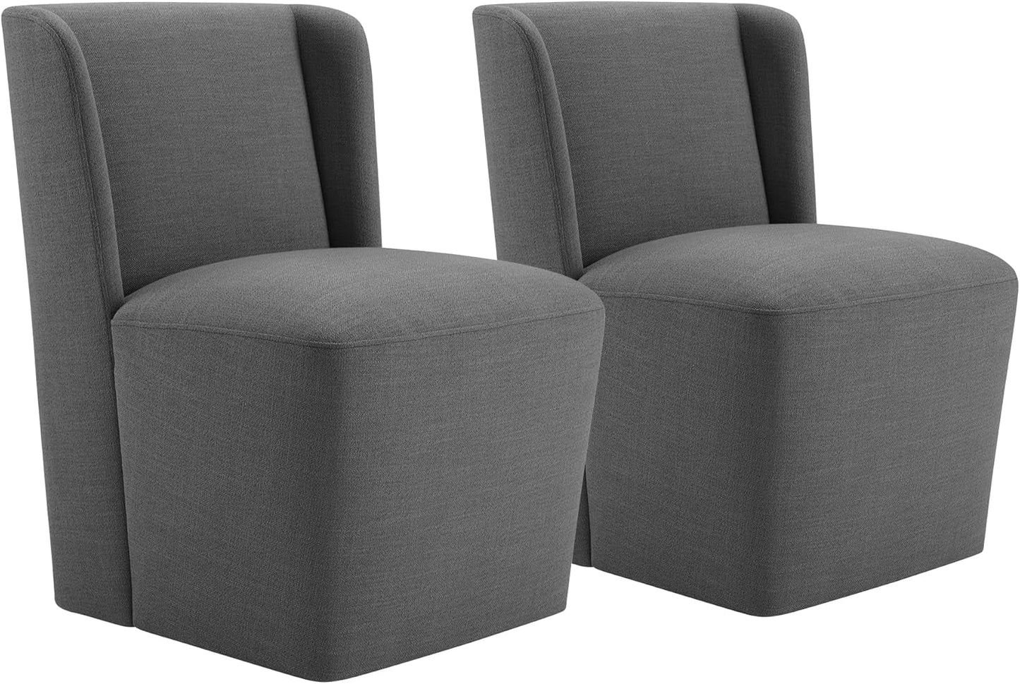 Dining Chairs with Casters No Assembly Upholstered Wingback Single Sofa Armless Deskchair for Bedroom Waiting Room Kitchen Diningroom-0