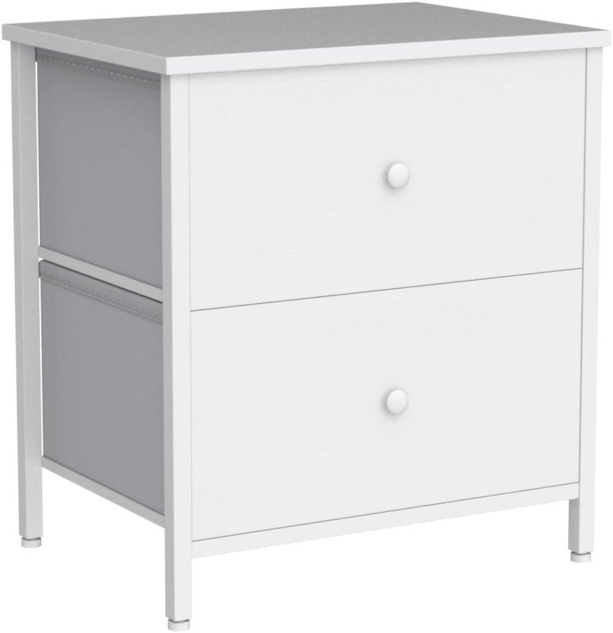 White Nightstands with 2 Drawers-3