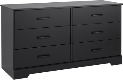 Rustic Ridge Farmhouse 6-Drawer Double Dresser, Black Dresser for Bedroom, Chest of Drawers with 6 Storage Drawers, 53.25” Wide X 18.25” Deep X 28.5” Tall, Black-0