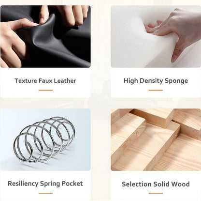 Contemporary Living Room Furniture Set, Vegan Leather Sofa Set for Living Room/House/Bedroom/Office/Apartment (White/Black, 3 PCS), F45&F46-4