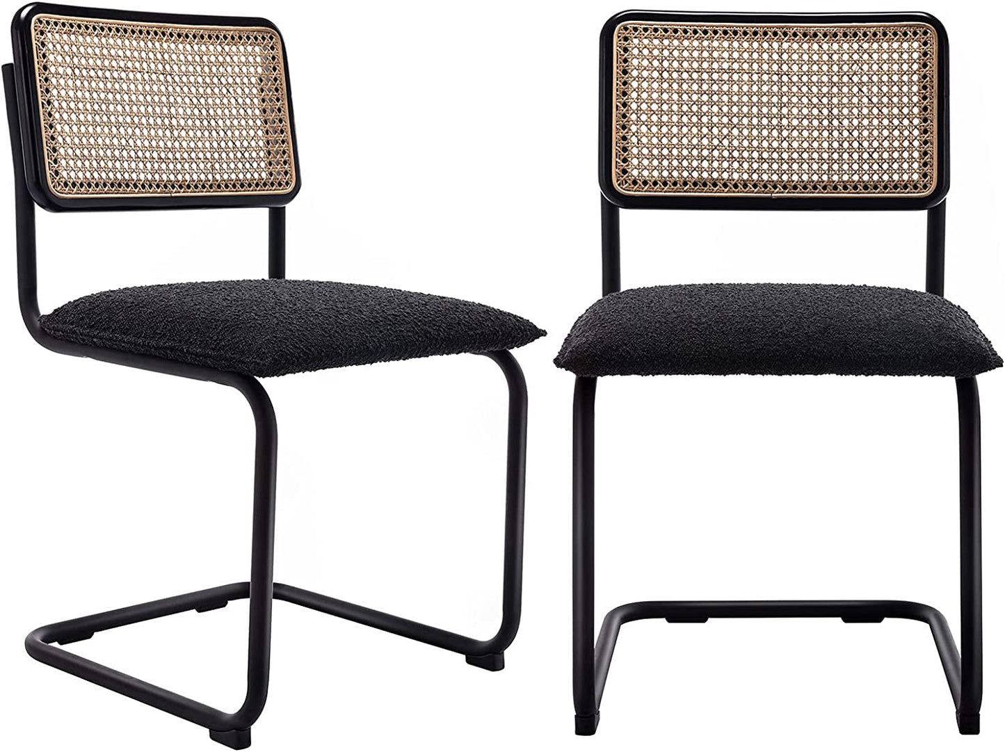 Set of 2 Black Rattan Dining Chairs-4