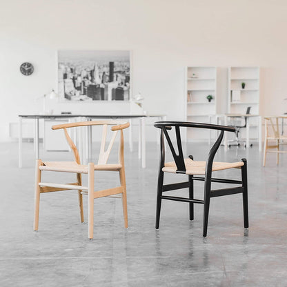 Hans Wegner Woven Seat Chair, Walnut/Natural-0