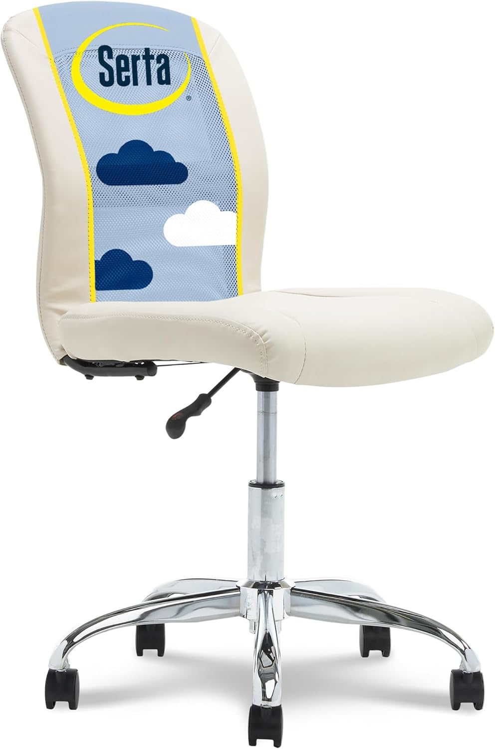Essential Armless Deskchair, Small Task Chair with Wheels, Breathable Mesh Back, quality Foam Cushion Seat for Comfort, Functional, Lightweight and Versatile, Cream White-0