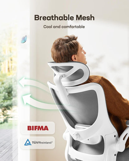 Ergonomic Office Chair: Office Computer Desk Chair with High Back Mesh and Adjustable Lumbar Support Rolling Work Swivel Task Chairs with Wheel 3D Armrests and Headrest-4