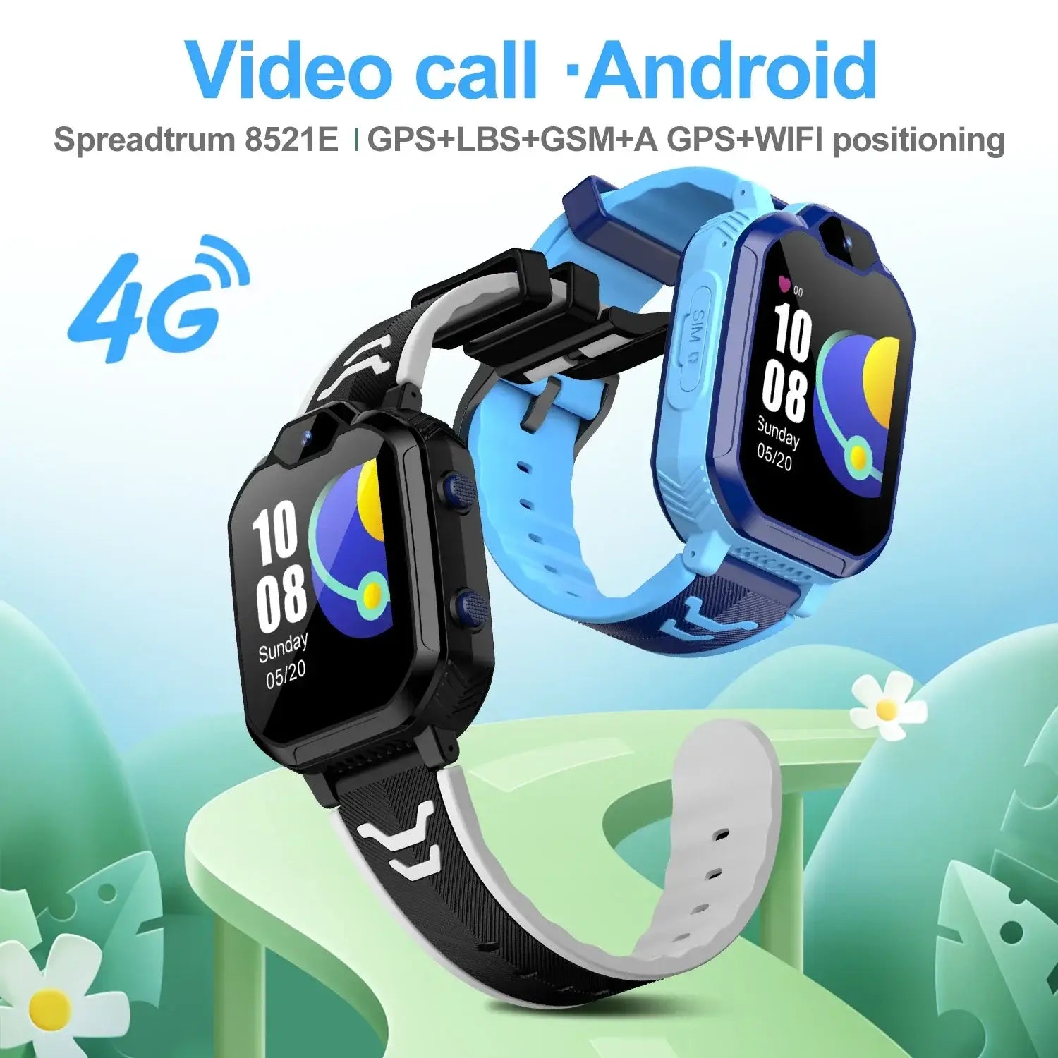 Children’s A4 smartwatch with 4G calls, GPS, video calls, sleep monitoring, SOS, network frequency band