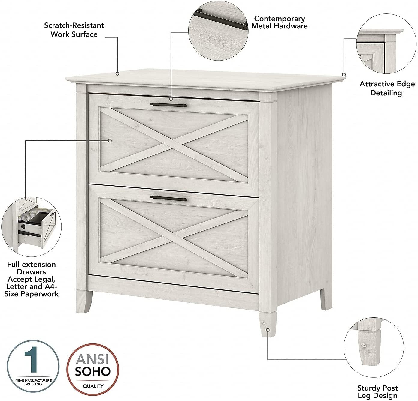 Key West L Shaped Desk with Mobile File Cabinet-4