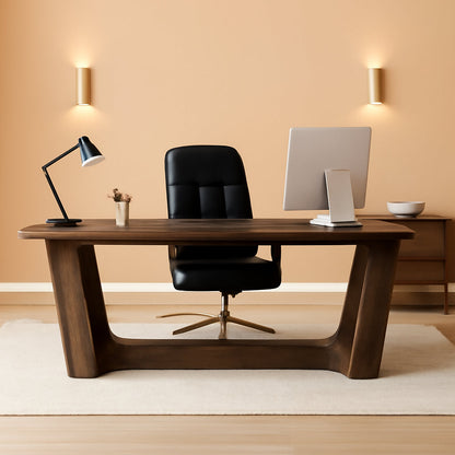 71 Inch Brown Executive Wood Computer Desk-0