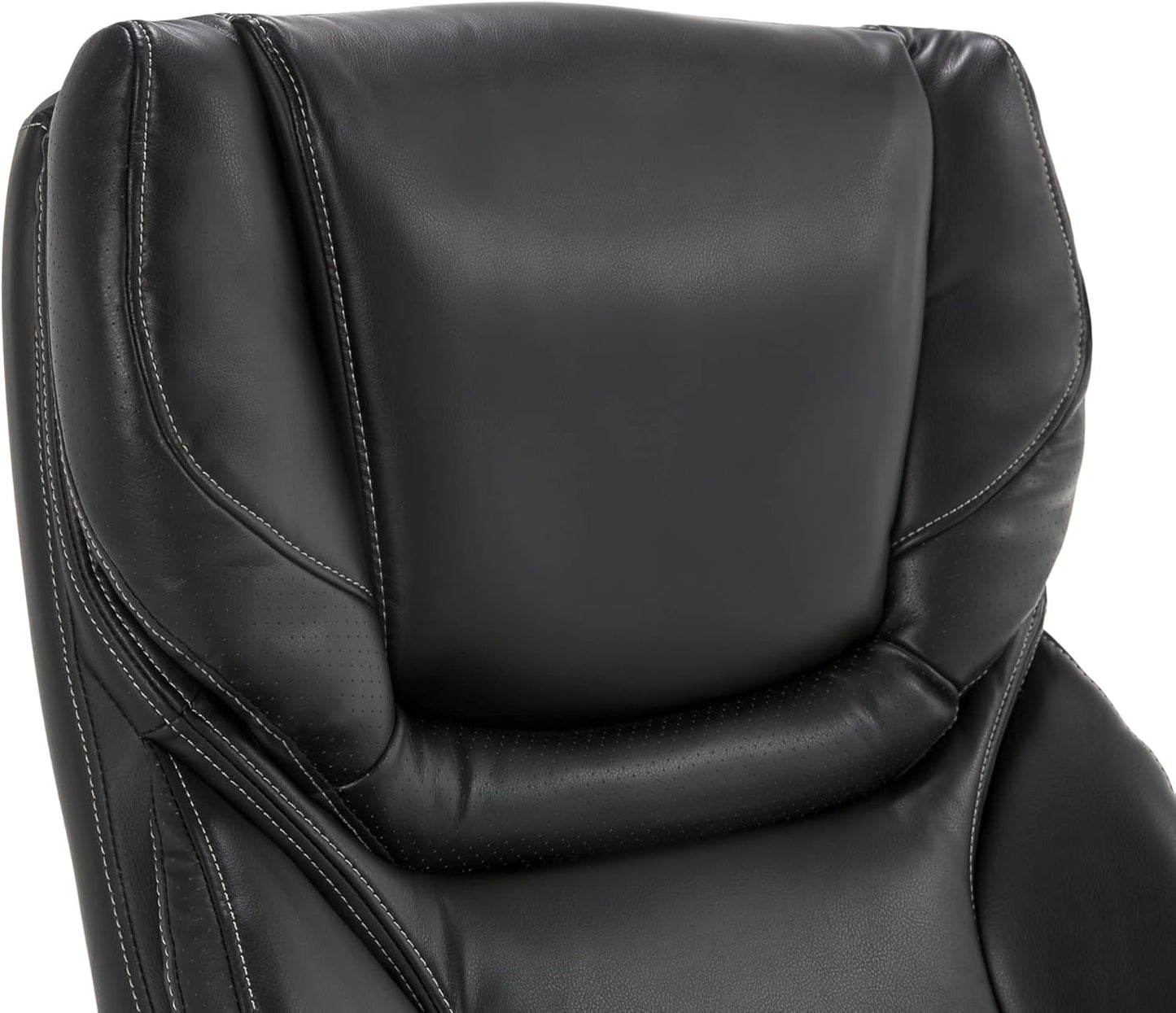 Big and Tall Executive Office Chair with Wood Accents, Adjustable High Back Ergonomic Computer Chair with Lumbar Support, Bonded Leather, Black-3