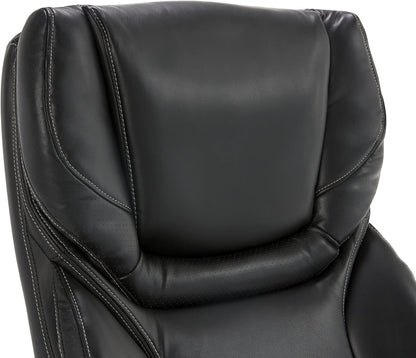 Big and Tall Executive Office Chair with Wood Accents, Adjustable High Back Ergonomic Computer Chair with Lumbar Support, Bonded Leather, Black-3