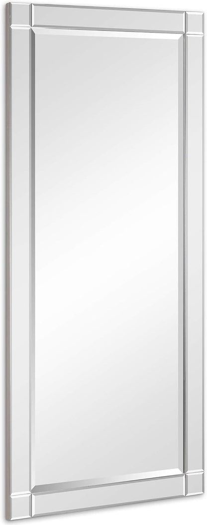 Modern Squared Corner Rectangle Wall Mirror for Vanity & Bathroom Solid Wood Frame, 1"-Beveled Center, Ready to Hang, 24" X 54", Clear-2