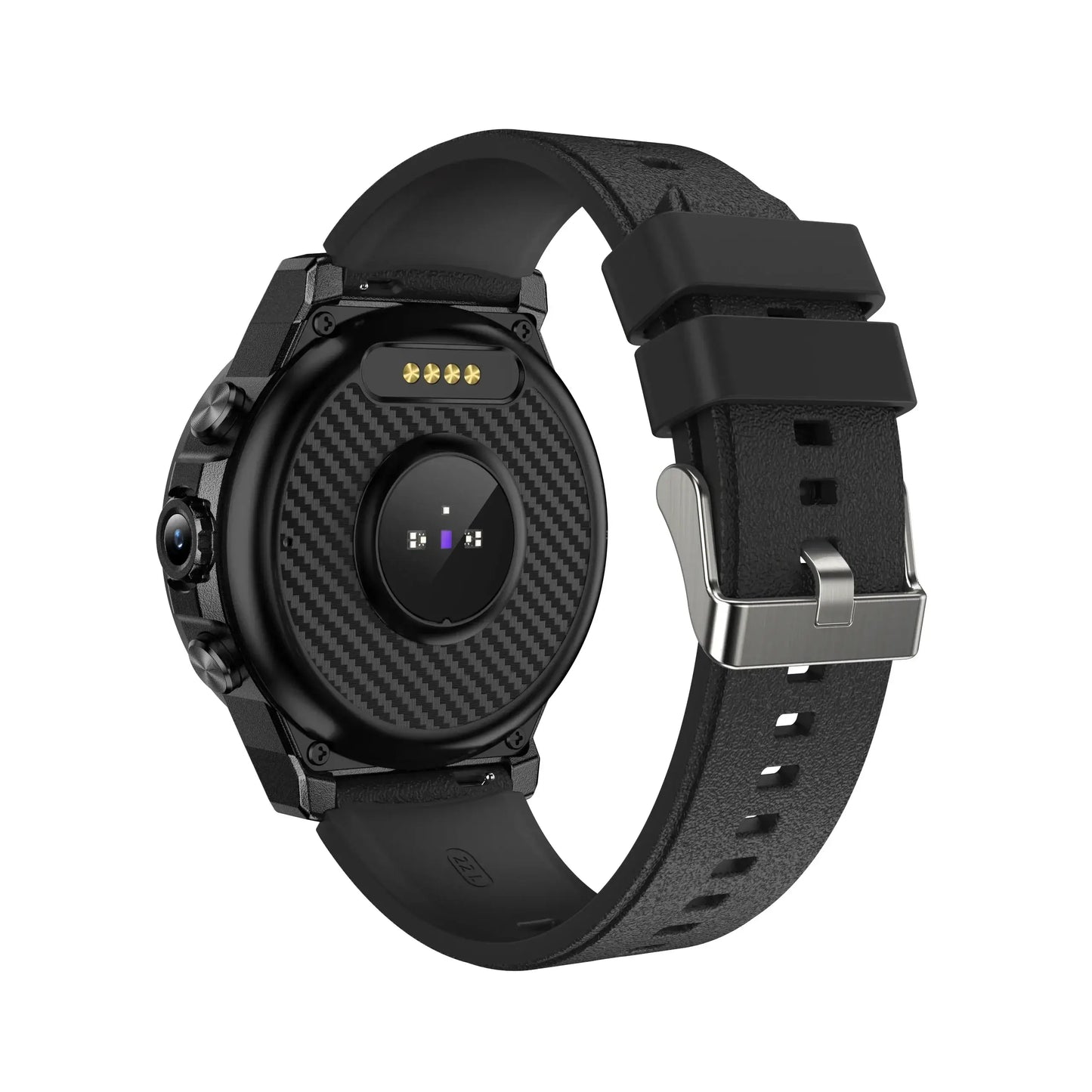 Black A5 Sim Smartwatch independent call video with textured back and heart rate sensor