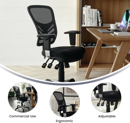 Nicholas Mid-Back Swivel Office and Gaming Chair, Ergonomic Mesh Office Chair with Adjustable Lumbar Support and Height, Black-4