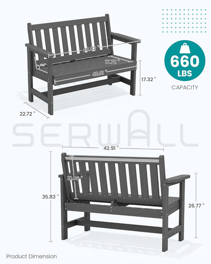 Weatherproof Two-Person Outdoor Bench With High Weight Capacity-2