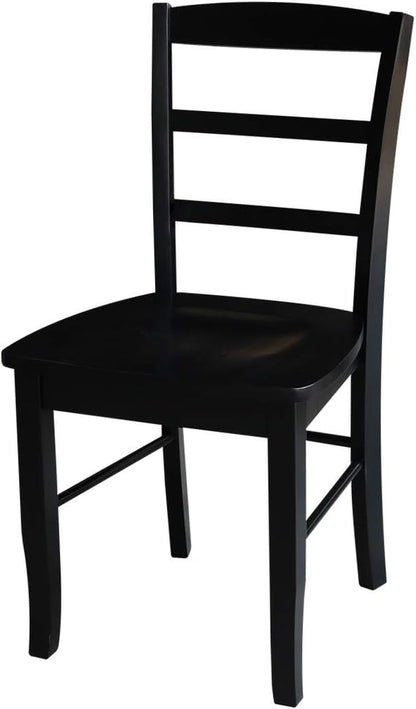 International Concepts Pair of Madrid Ladderback Chairs, Black-0