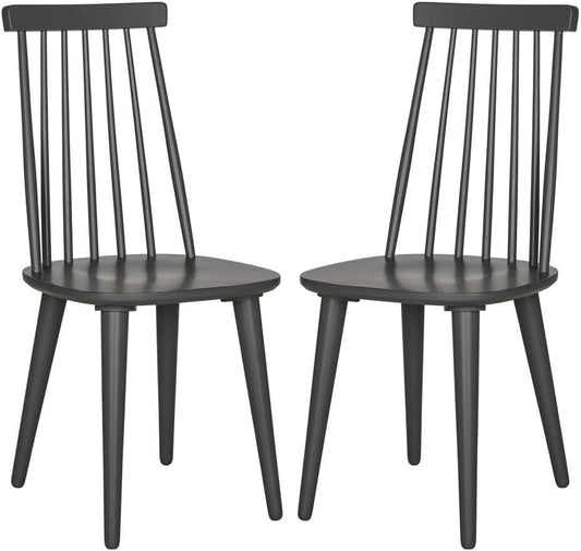 American Homes Collection Burris Country Farmhouse Grey Spindle Side Chair , Wood, (Set of 2)-0