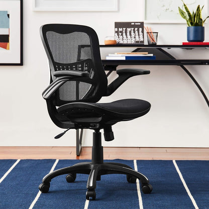 Office Star Ventilated Manager'S Office Desk Chair with Breathable Mesh Seat and Back, Black Base, Black-1