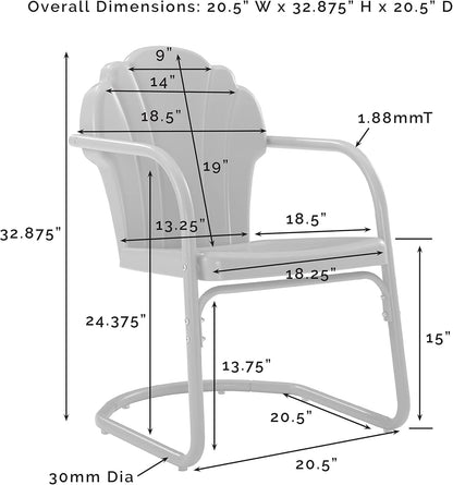 Tulip 3-Piece Outdoor Chair and Side Table Set, Retro Metal Patio Conversation Sets, Pink-2