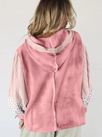 Floral Patch V-Neck Sweatshirt