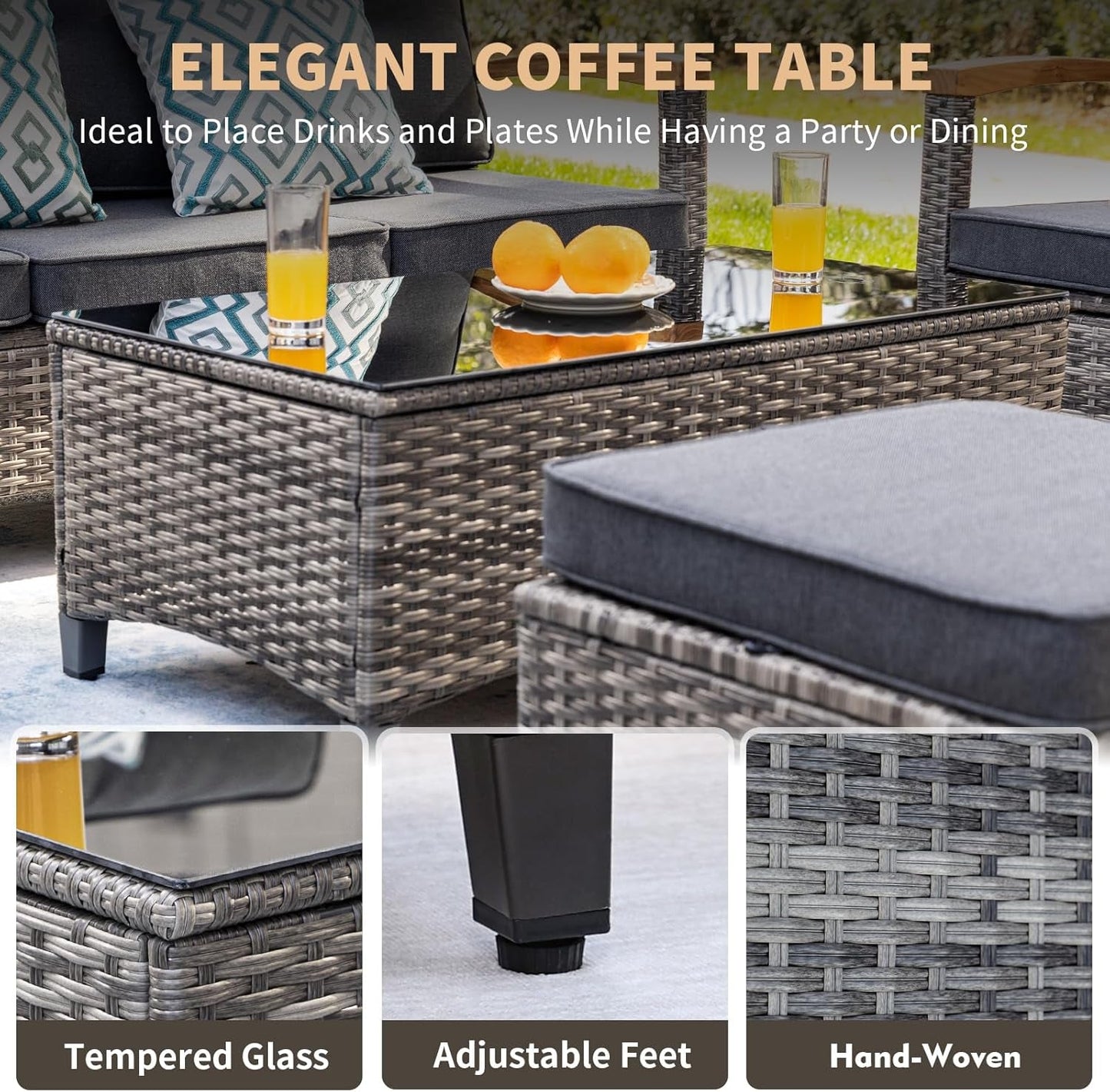 Outdoor Rattan Patio Furniture Set with Swivel Rockers-3