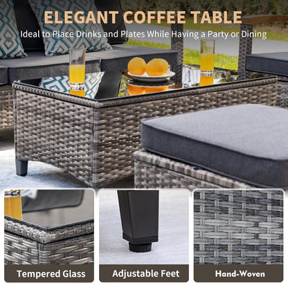 Outdoor Rattan Patio Furniture Set with Swivel Rockers-3