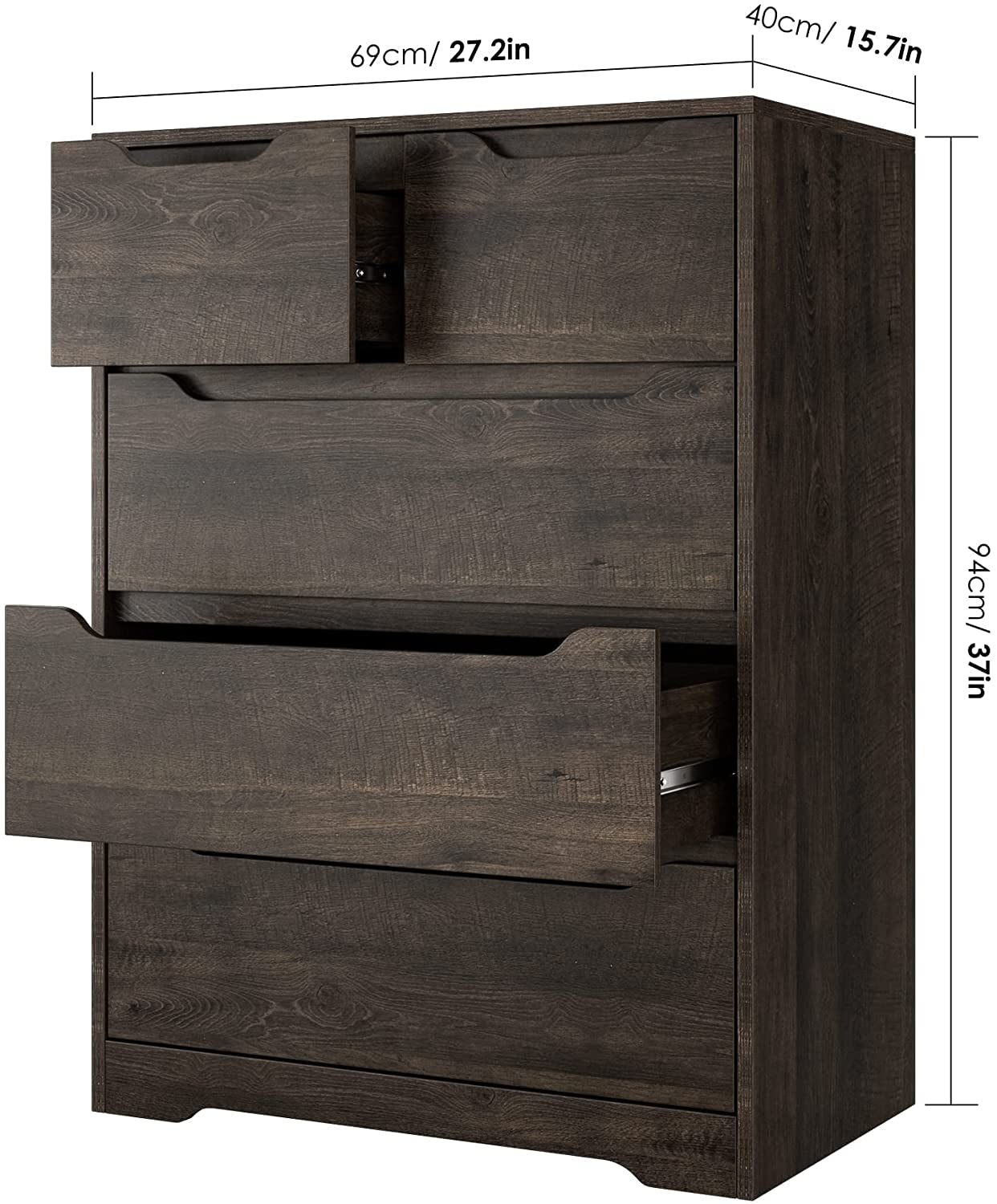 Modern Dark Brown 5-Drawer Clothing Organizer-2