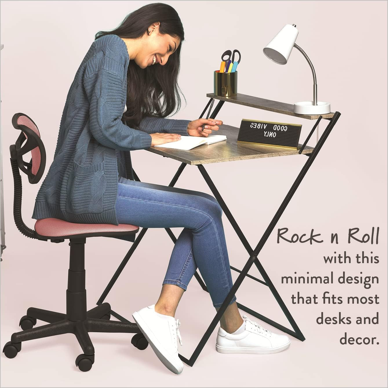 Swivel Mesh Desk Chair, Blush 21D X 21W X 34H In-3