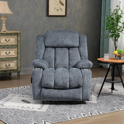 2024 Power Lift Recliner Chair with Full-Body Massage and Heat for Elderly, Hand Remote Control, Upgraded Powerful Motor, USB Ports, Stainless Steel Cup Holders, Chenille Blue-1