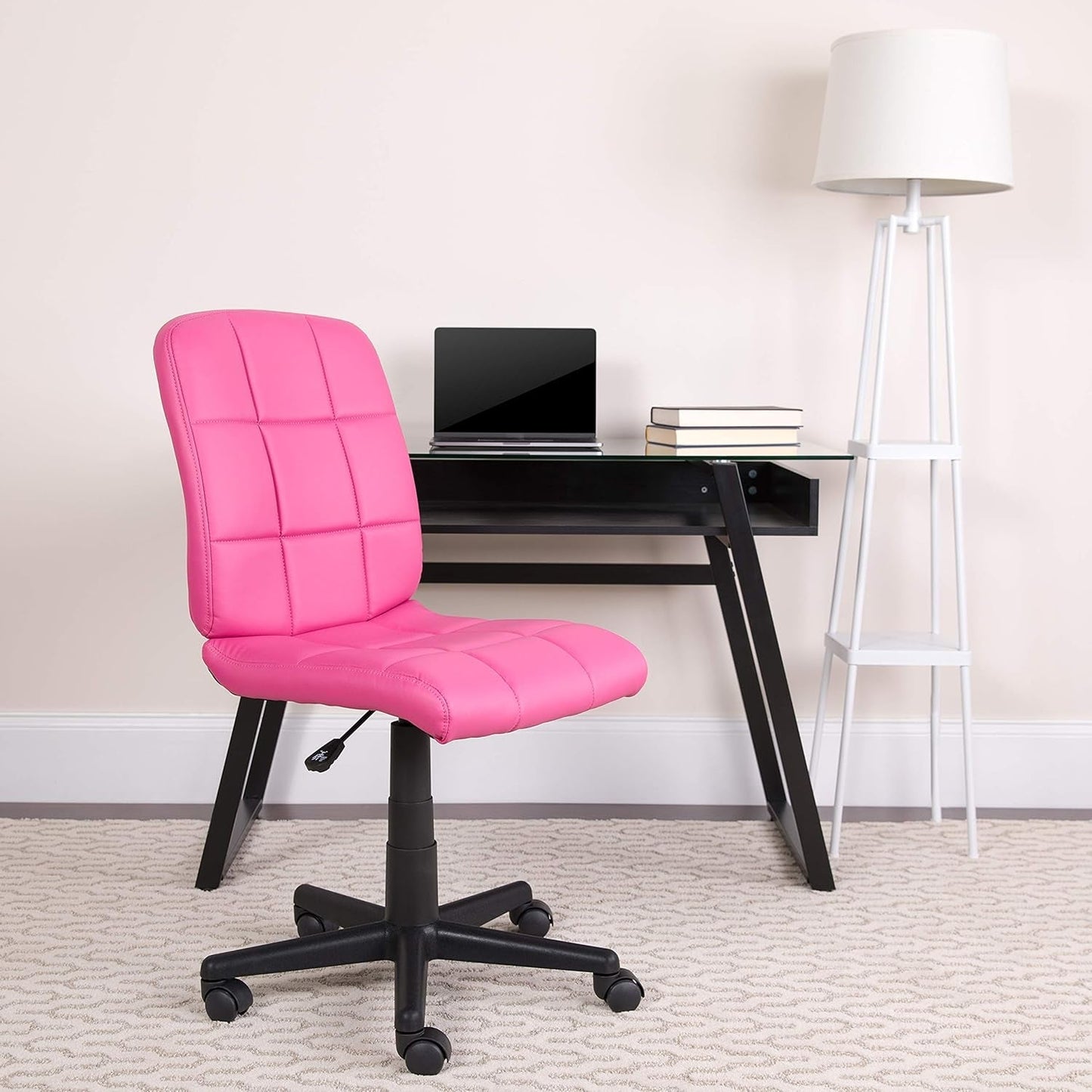 Clayton Mid-Back Pink Quilted Vinyl Swivel Task Office Chair-1
