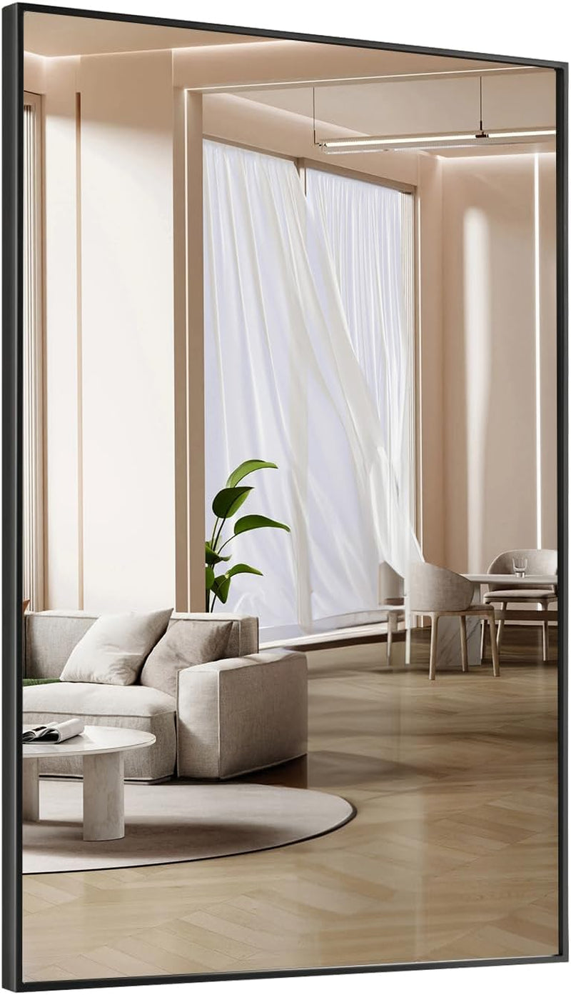 Wall Mirror for Bathroom, 24X36 Inch Black Vanity Mirror, Stainless Steel Metal Frame Rectangular Wall Mirror for over Sink (Horizontal/Vertical)-3