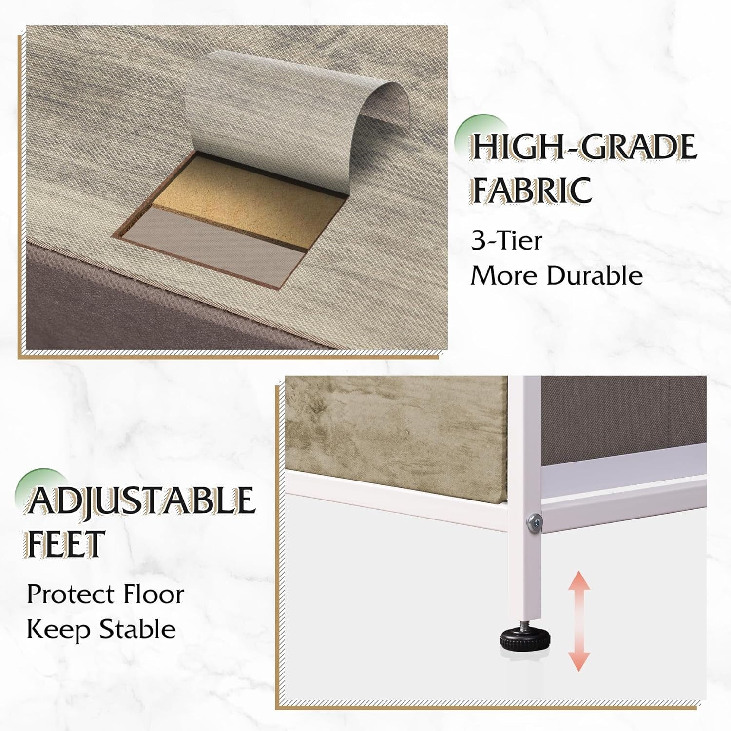 Tall Dresser for Bedroom, Fabric Dresser Storage Tower, Dresser & Chest of Drawers Organizer Unit with 11 Drawers, Storage Cabinet, Hallway, Closets, Steel Frame, Wood Top (Greige)-4