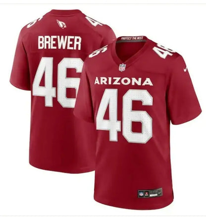 Red Arizona Cardinals Aaron Brewer Nike Team Game Jersey with number 46