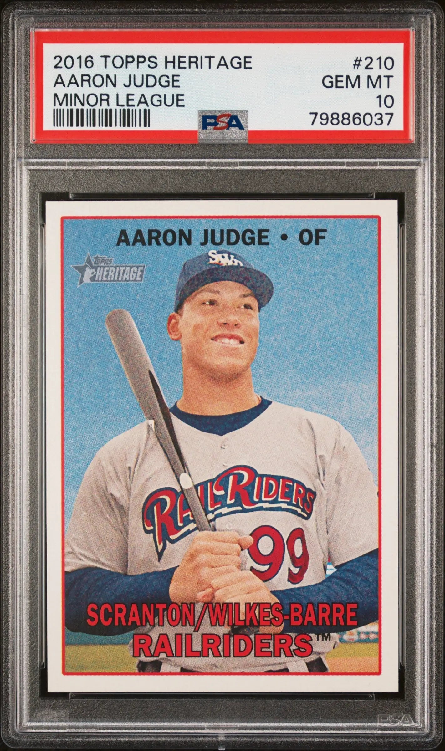 Graded 2016 Topps Heritage Minor League Aaron Judge baseball card PSA 10 Gem Mint