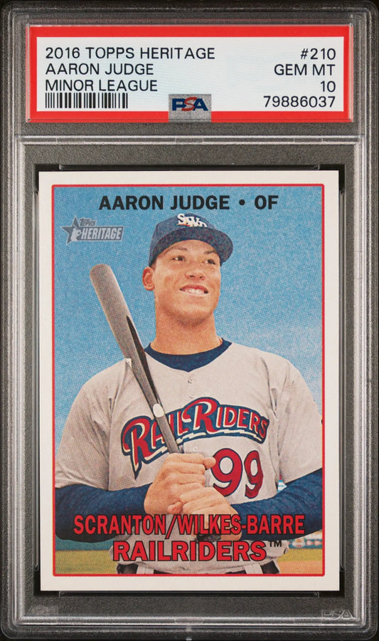 Graded 2016 Topps Heritage Minor League Aaron Judge baseball card PSA 10 Gem Mint