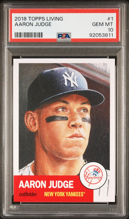 Aaron Judge 2018 Topps Living Gem Mint baseball card in PSA 10 condition