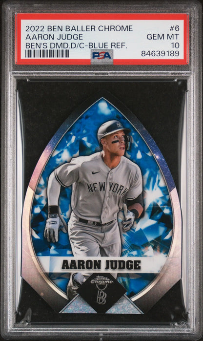 Graded Aaron Judge baseball card featuring Ben Baller Blue Diamond Die-Cut design