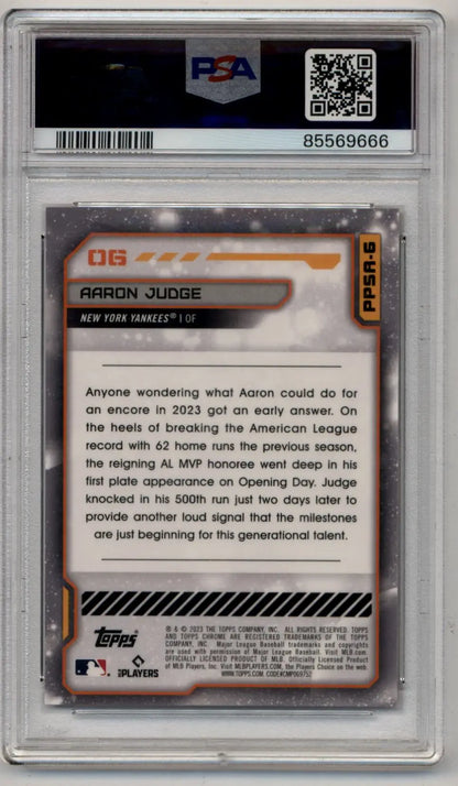 Graded Aaron Judge 2023 Topps Cosmic Chrome Planetary Pursuit Saturn PSA 7 near mint