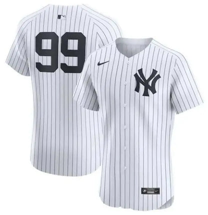 White pinstripe Aaron Judge New York Yankees Nike Home Elite Player Jersey