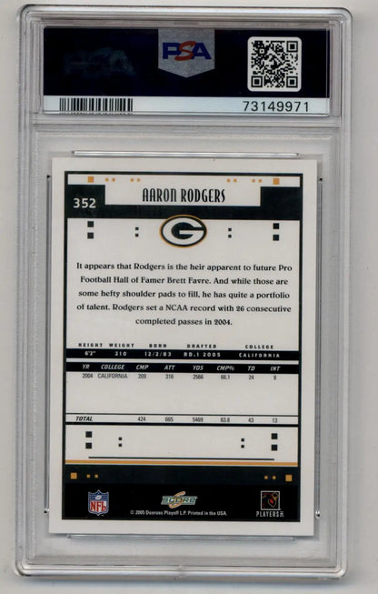 Aaron Rodgers 2005 Score #352 PSA 10 Gem Mint - Singles