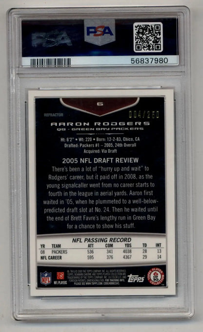 Aaron Rodgers 2009 Bowman Chrome Xfractor #6 PSA 10 Gem Mint - Singles