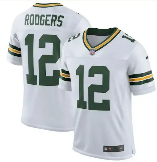 White Green Bay Packers Aaron Rodgers Nike Classic Elite Player Jersey with number 12