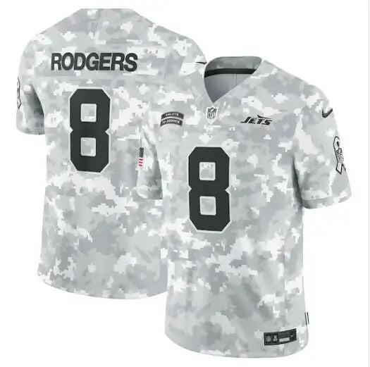 Aaron Rodgers New York Jets Nike Salute to Service digital camouflage jersey