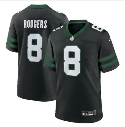 Black New York Jets Aaron Rodgers Nike Alternate Game Jersey with Rodgers and number 8