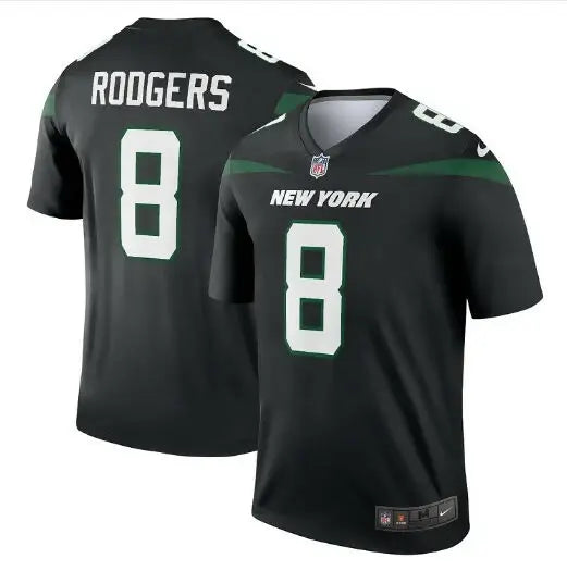 Black New York Jets Nike men’s Legend player jersey with number 8