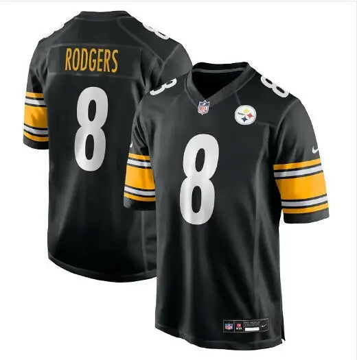 Black Aaron Rodgers Pittsburgh Steelers Nike Alternate 1933 Throwback Game Jersey with yellow and white accents