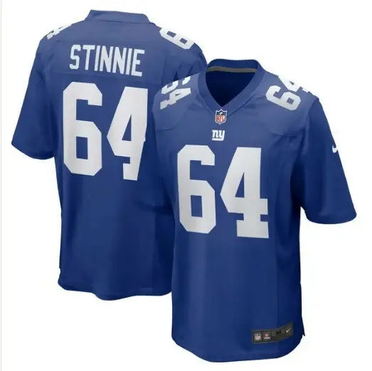 Blue Aaron Stinnie New York Giants Nike team game jersey with number 64 and STINNIE