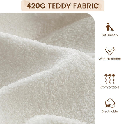 White Modern Accent Chair With Metal Frame And Wood Armrests-3