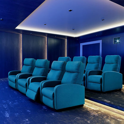 Fabric Pushback Recliner Chair, Blue-2