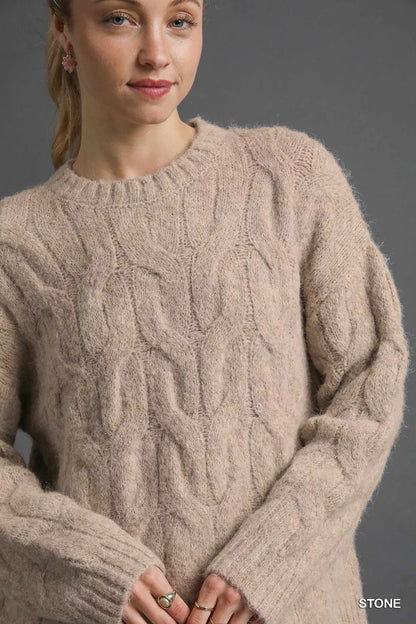 Umgee Cable Knit Cozy Sweater