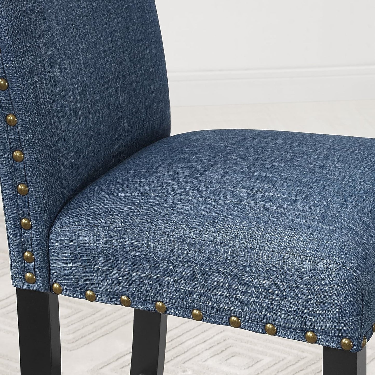 Biony Blue Fabric Dining Chairs with Nailhead Trim, Set of 2-1