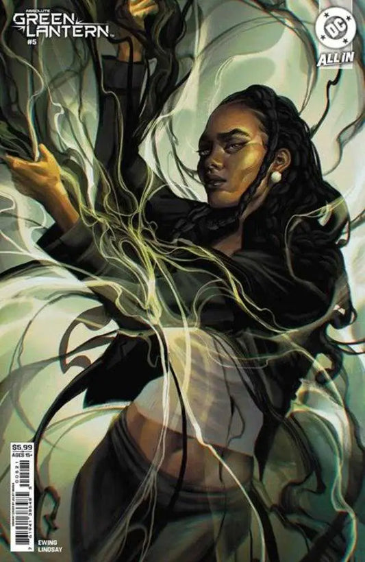 Comic book cover featuring Black woman with glowing green energy for Absolute Green Lantern Cover B Juliet